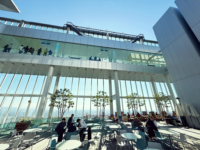 あべのハルカス｜skyガーデンよりエッジ・ザ・ハルカスを見上げた眺め